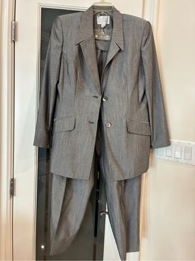 Valerie Stevens Gray Pinstripe Women's Two-Piece Suit